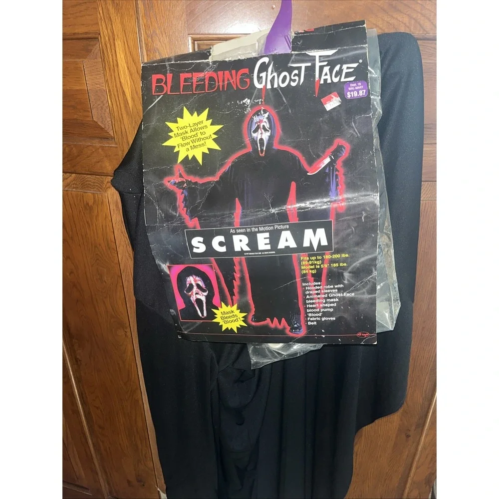 Rare Adult 1997 Bleeding Ghost Face Costume Scream Fits Up To Between New